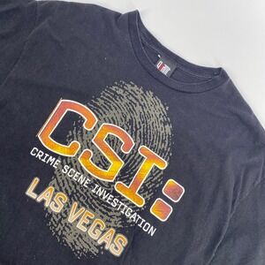 Giant CSI Crime Scene Investigation Mens XXL Black Las Vegas TV Show Tee Y2K